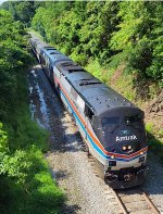 AMTK 130 leads Crescent, train 20, under Bedford Avenue in Lynchburg